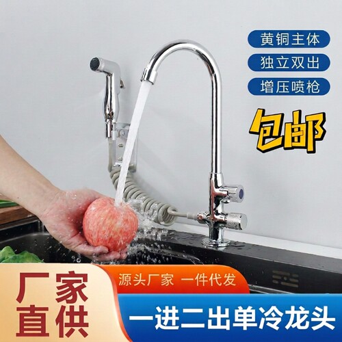 厨房洗菜盆水龙头双头立式单冷