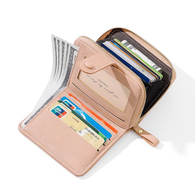 2026新款纯色钱包女短款多卡位卡包零钱包一体大容量简约时尚卡包