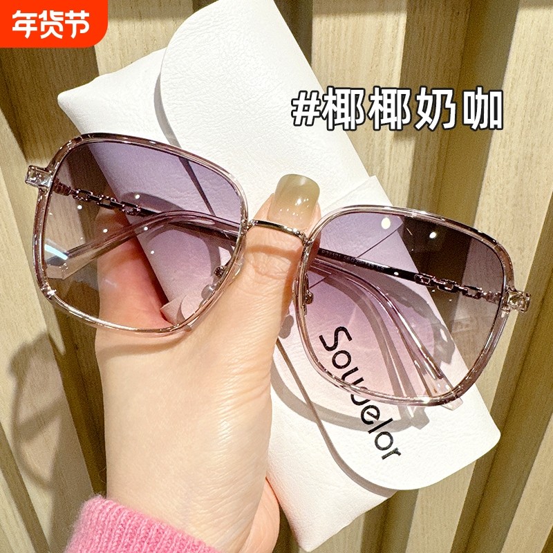 超轻大框墨镜女高级感防晒防紫外线偏光近视太阳镜2025新款圆脸