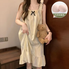带胸垫性感吊带睡裙女夏季甜美可爱公主风睡衣学生休闲薄款家居服