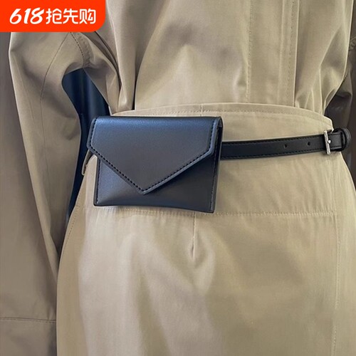 复古腰包女款迷你简约时尚腰带装饰小包零钱包红色证件告白黑色