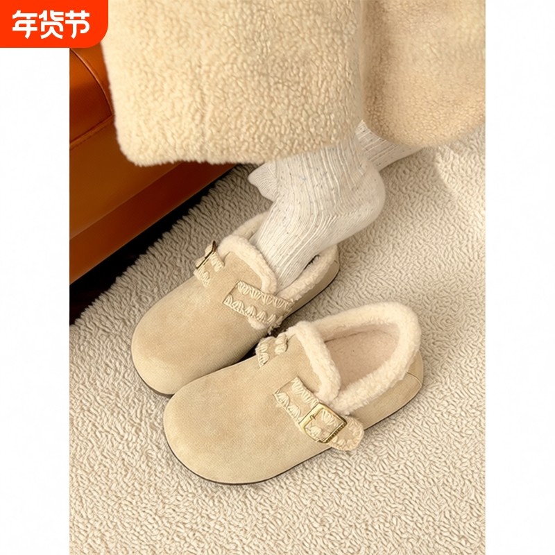 复古白色加绒加厚保暖平底棉鞋女2025新款冬季雪地靴软底勃肯鞋子,女鞋,棉鞋,淘宝优惠券,粉丝福利购,淘宝优惠卷