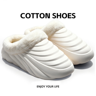 外穿防水 保暖居家厚底防滑室内加绒软底家用拖鞋 棉拖鞋 女士冬季