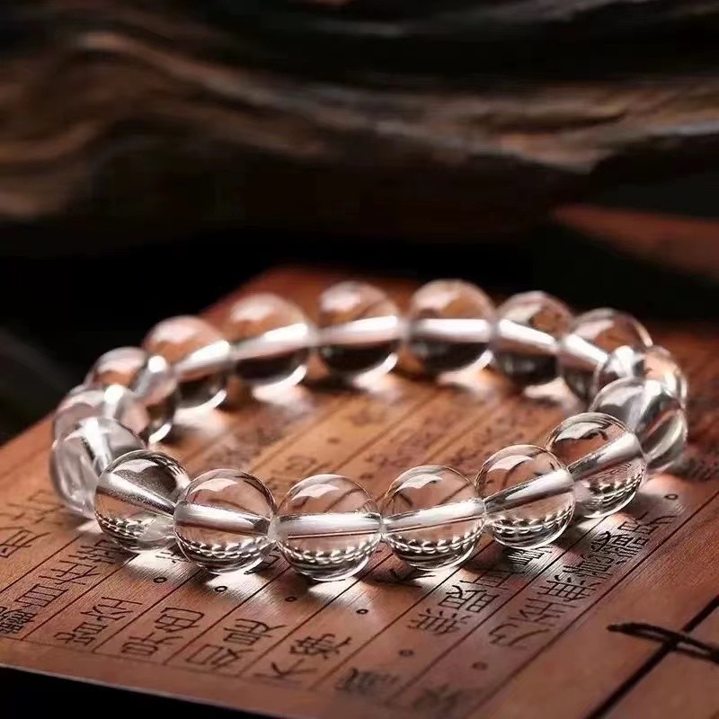 爆款白水晶手链东海水晶原创紫水晶海蓝宝石小众简约夏季女手串仿