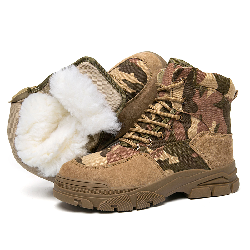 冬季保暖高帮棉鞋防滑马丁靴加绒加厚毛绒雪地靴羊毛迷彩防风抗寒