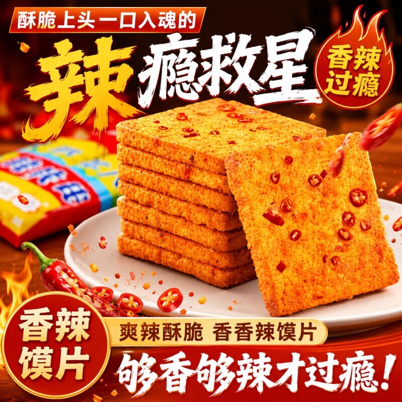 妙味佳香辣烤馍片整箱休闲网红小吃馍片追剧解馋早餐夜宵批发饼干