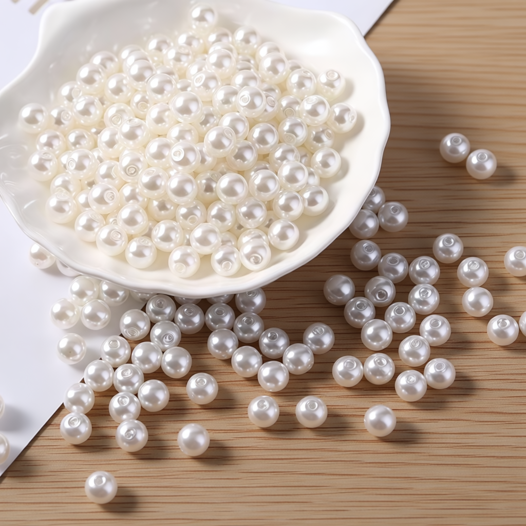 珍珠diy材料仿真装饰米白珠子串珠饰品配件手工abs仿珍珠散珠有