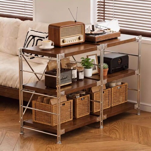 书本商品陈列展示架家用落地收纳架厨房储物架子日式原木风置物架 - 封面