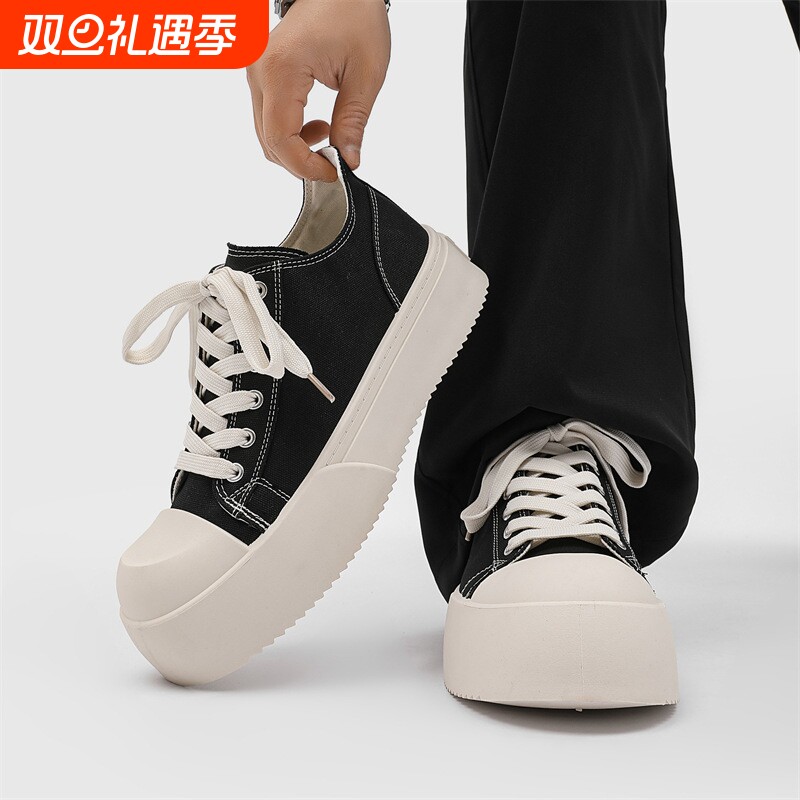 朱正廷王琳凯大头板鞋高街厚底皮鞋休闲德比鞋潮黑色男子女鞋秋季