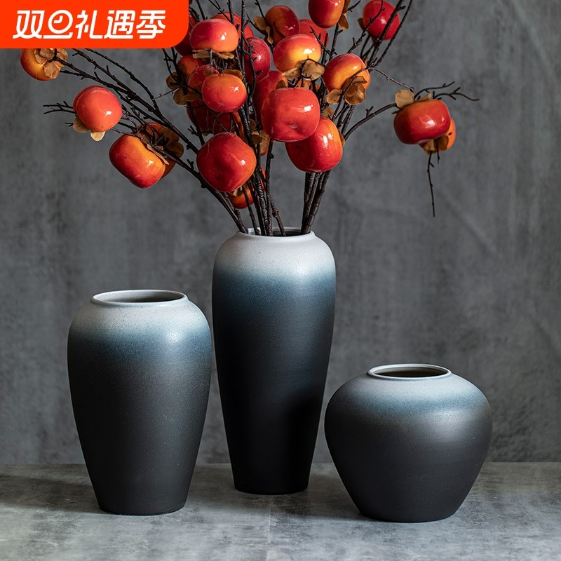景德镇新中式复古陶瓷花瓶家居客厅花器摆件餐厅水培插干花装饰品