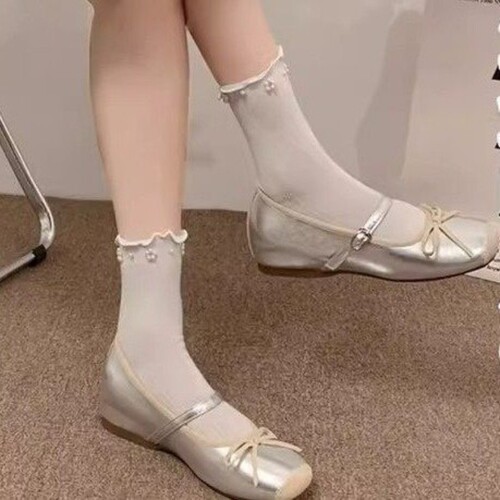 意尔康心选法式温柔风单鞋女2026秋新款方头内增高5cm一字带蝴蝶
