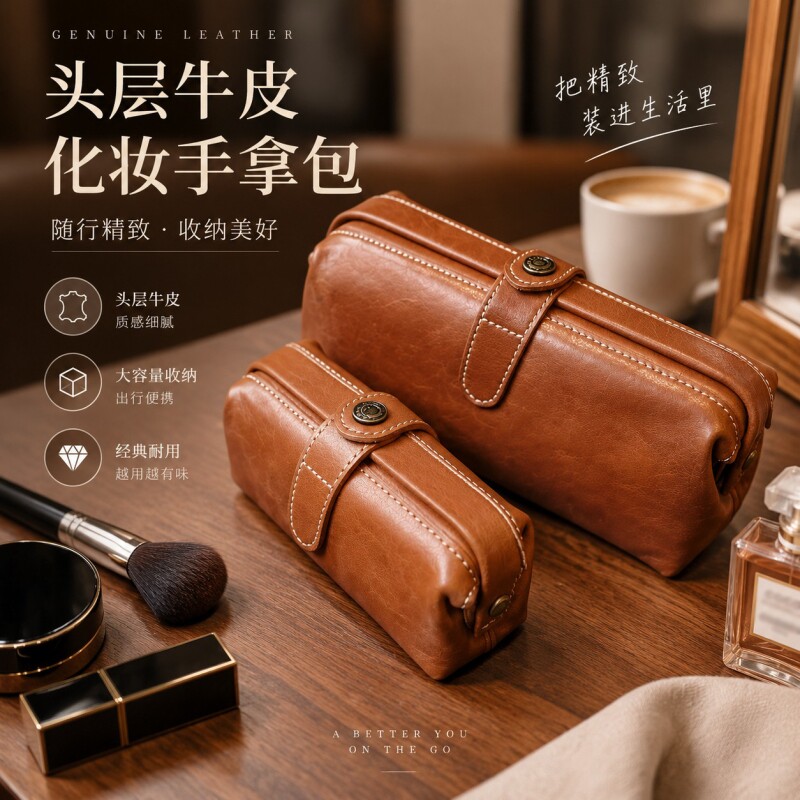 原创设计文艺复古头层牛皮口金包夹子包真皮古玩收纳包手包化妆包