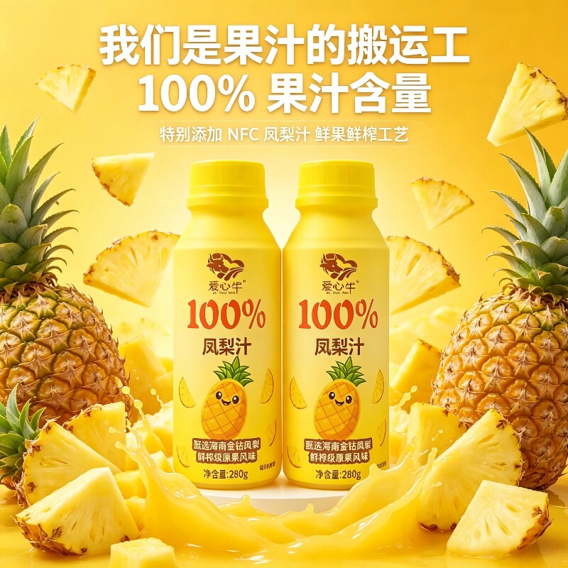 爱心牛NFC100%纯果汁饮料0脂										