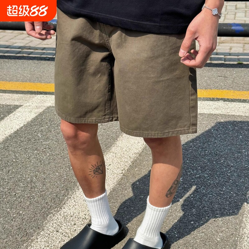 美式户外休闲直筒显瘦夏季五分裤男女cleanfit牛仔短裤黑色白色