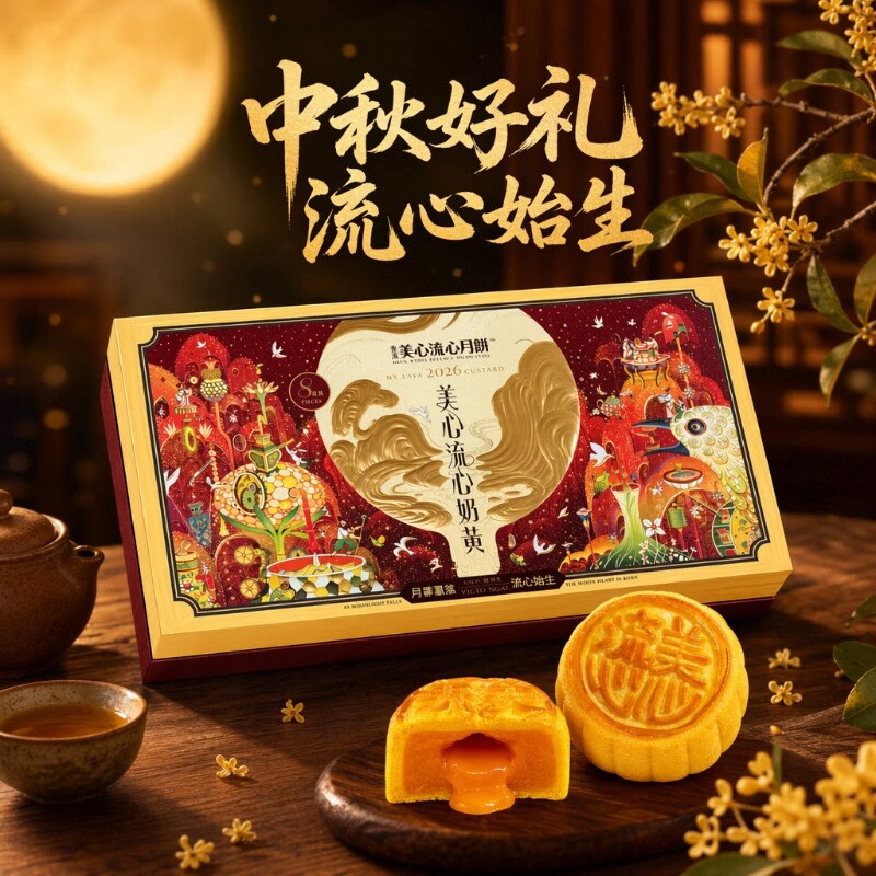 美心月饼流心奶黄月饼礼盒360g中秋官方授权高档送礼福利团购