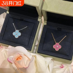 全新高定品质薄荷绿粉蔷薇石天河石粉贝母中钻项链圣诞款项链