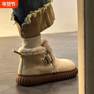 雪地靴子女2025新款冬季加绒加厚防滑保暖皮毛一体毛毛棉鞋女鞋子