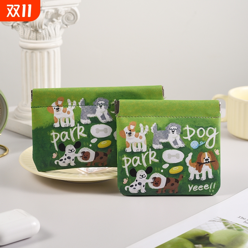 踏青小狗化妆包蓝牙耳机数据线收纳小包小巧便携女生化妆品收纳袋
