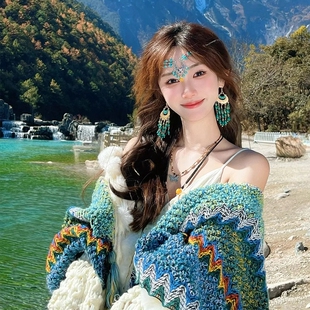 空调衫披肩针织民族风外搭披风斗篷外套毛毯云南拍照旅行氛围流苏