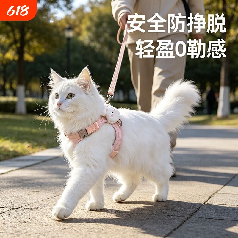 猫咪遛猫牵引绳可调节绳子外出专用胸背带小型犬宠物用品背心式