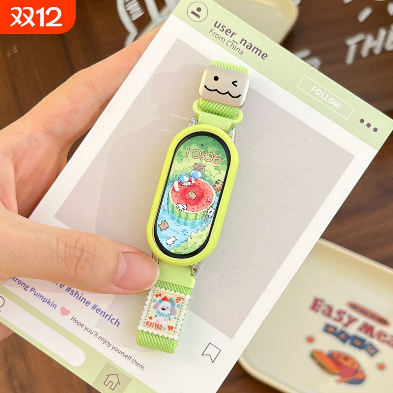 适用小米手环10表带9尼龙编织磁吸8弹力运动可爱多巴胺高级7/6NFC陶瓷版智能腕带春夏季透气男女款黑色红色