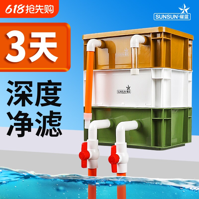 森森周转箱过滤箱鱼缸鱼池过滤器水循环系统整套上滤滴流盒过滤盒
