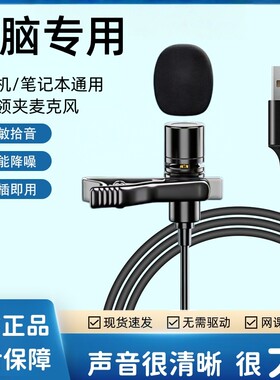 台式机/笔记本电脑麦克风USB接口领夹话筒语音游戏直播会议上网课