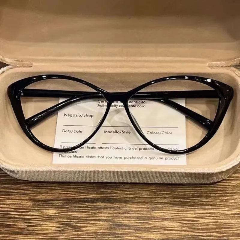 绝了!猫眼超轻近视眼镜女美式黑框素颜防蓝光平光镜玳瑁镜片镜框