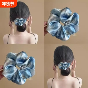 油画质感法式高级设计油画色彩缎面头发丝绸发圈大肠甜美头绳新款