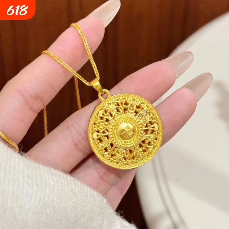 金店同款八宝罗盘黄金色吊坠仿真古法福字项链编绳礼物葫芦貔貅