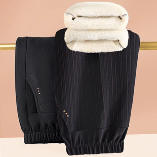 加绒裤 保暖棉裤 子加厚女士休闲裤 中老年女外穿直筒裤 秋冬大码 冬季