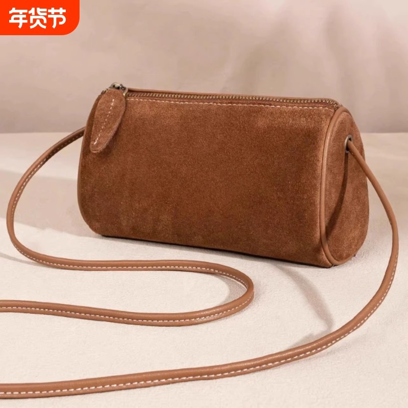 秋冬季小众新款手机包时尚休闲复古绒面圆筒包水桶包单肩斜跨女包,箱包皮具/热销女包/男包,手机包,淘宝优惠券,粉丝福利购,淘宝优惠卷