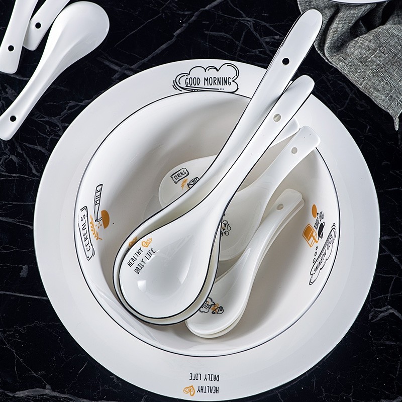 陶瓷大汤勺家用大号盛汤粥饭汤匙通用食品级长柄勺子调羹稀饭专用