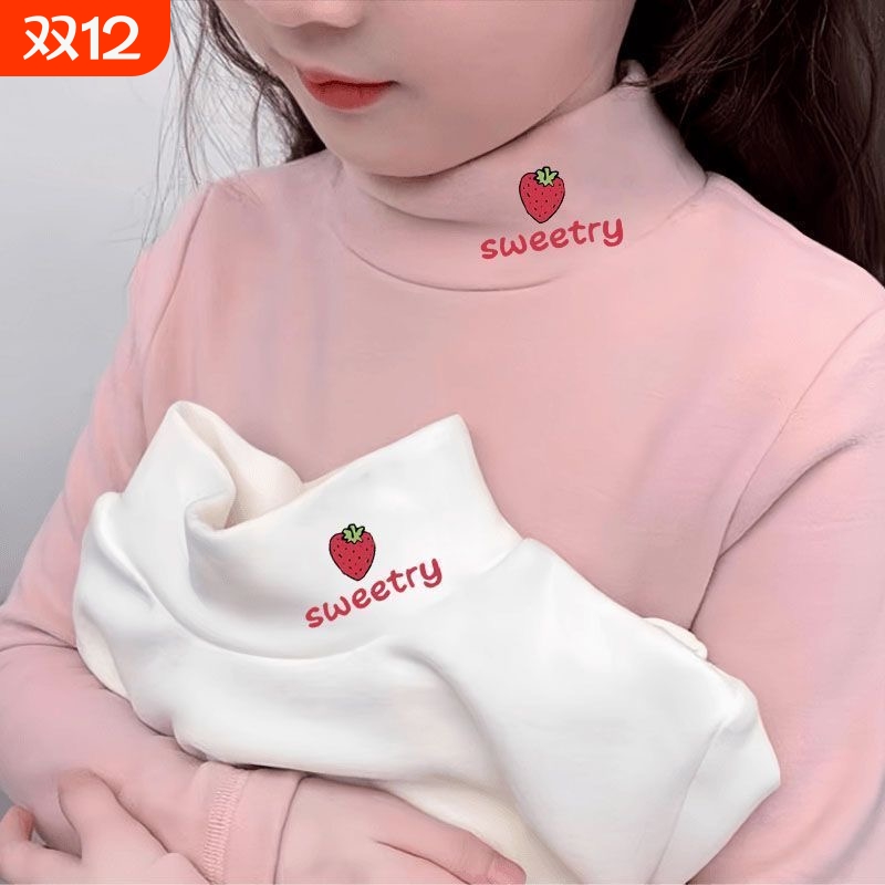 女童半高领保暖内衣2025新款春秋冬季中大童德绒卡通印花上衣女