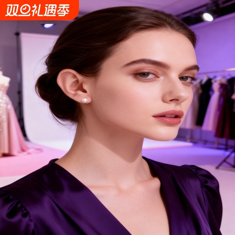 淡水珍珠S999纯银耳钉女爆款新款高级感轻奢小众养小珍珠天然素钉