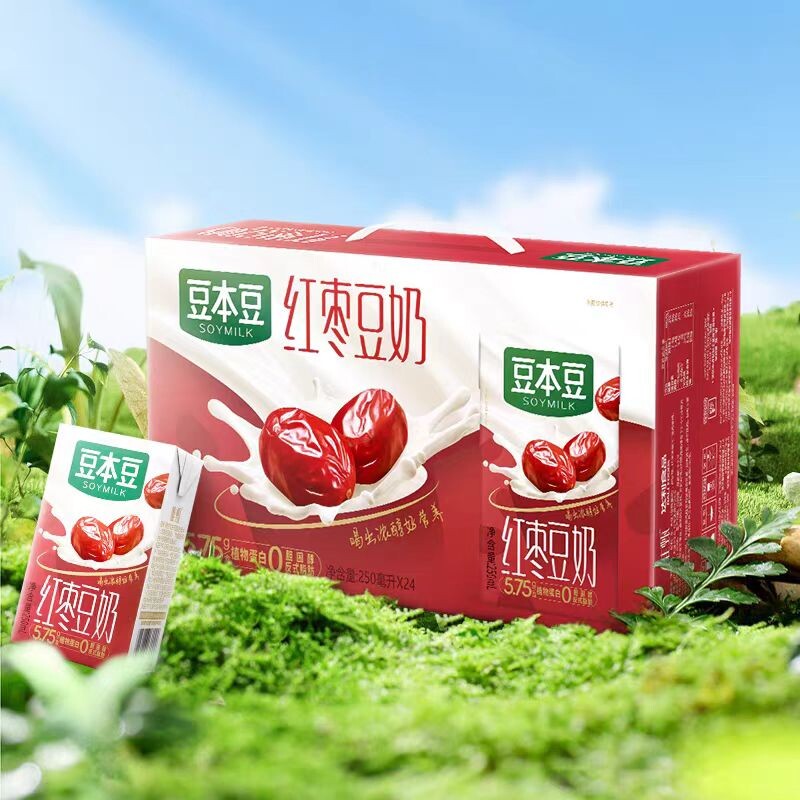 豆本豆唯甄红枣豆奶250ml*24盒整箱装早餐奶健康正品原味植物谷物