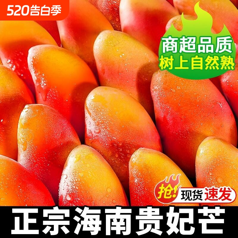 海南贵妃芒新鲜芒果应当季水果树上熟红金龙辣椒芒甜心芒大果整箱