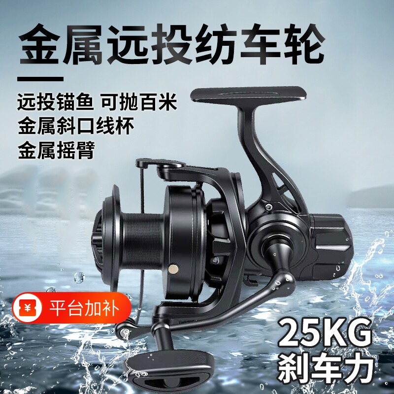 金属超大刹车力纺车轮海钓轮路亚鱼线轮浅线杯远投轮钓鱼轮锚鱼轮
