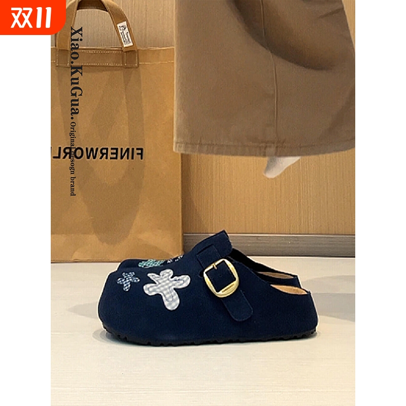 小众厚底勃肯鞋女2025新款秋季百搭防滑包头半拖鞋外穿一脚蹬凉拖