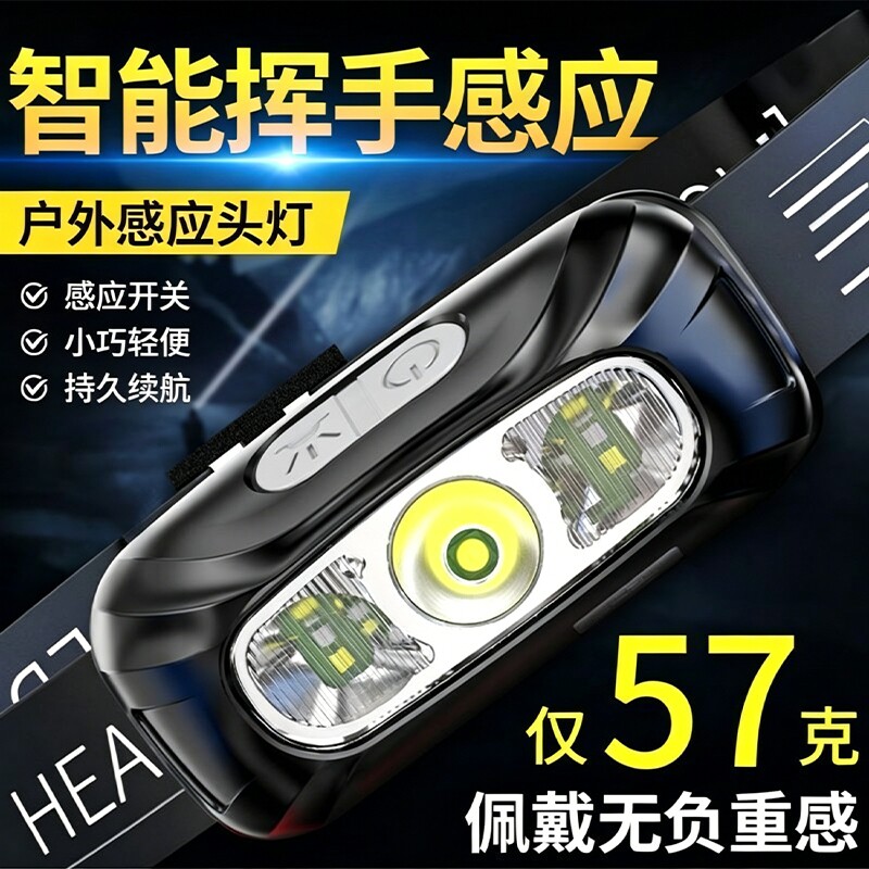 头灯户外登山强光超亮充电头戴式超长续航照明灯夜骑露营赶海专用