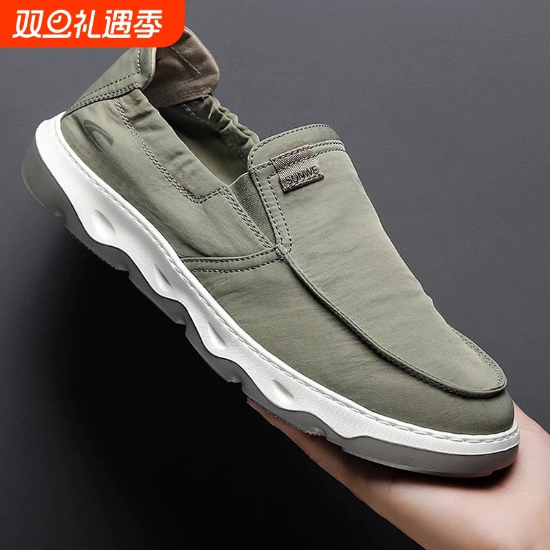 老北京布鞋男款轻盈2025透气冰丝男鞋夏季一脚蹬布鞋新款健步鞋薄