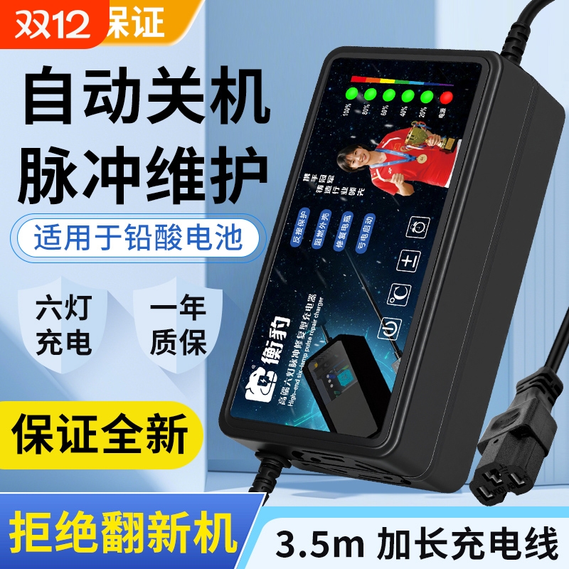衡豹电动车充电器72V20AH铅酸32ah电瓶60三轮48伏3安4A灌胶防雨