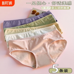 中腰三角短裤 100全棉裆夏薄款 低腰少女 透气无痕纯棉底裤 女士内裤