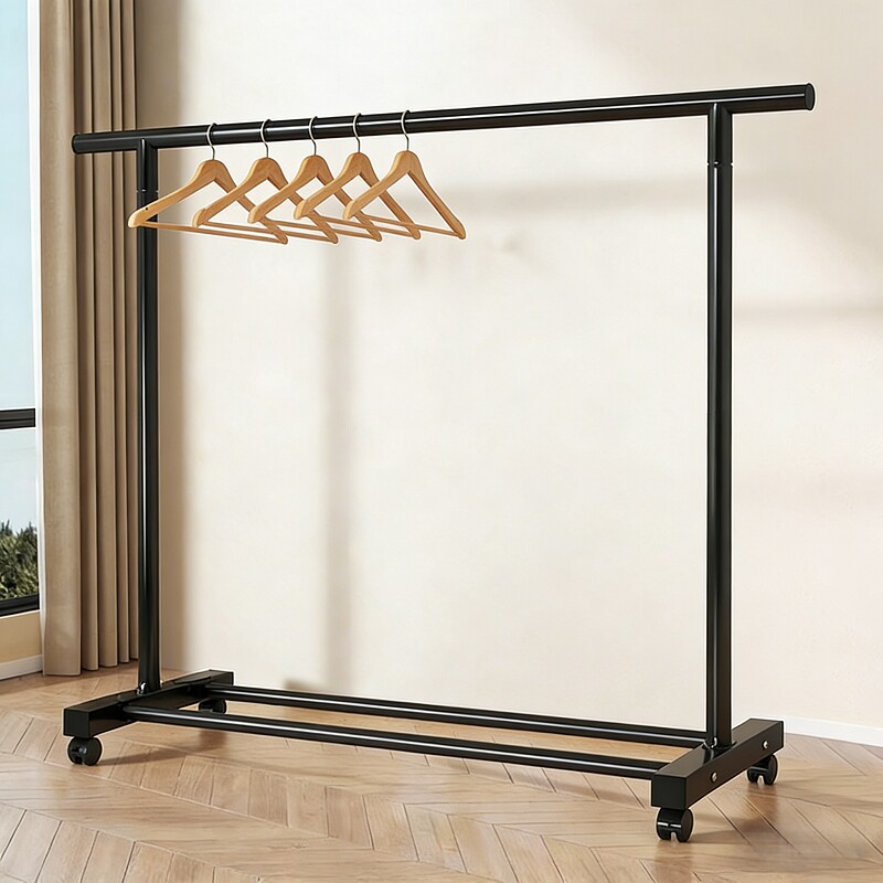 简易晾衣架落地挂衣架室内家用卧室衣服挂杆架阳台衣帽架伸缩结实