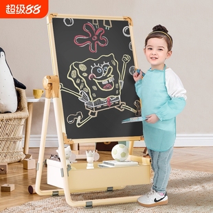 教学小黑板宝宝绘画可擦写字白板无尘 儿童画板家用双面磁性支架式