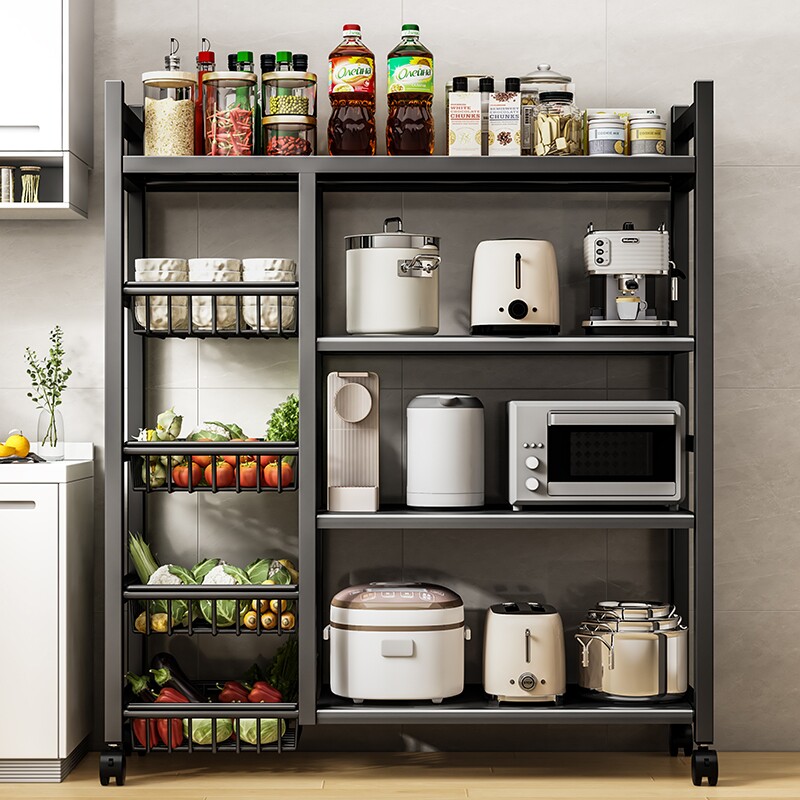 厨房置物架多功能落地多层微波炉蔬菜收纳架储物架家用货架橱柜