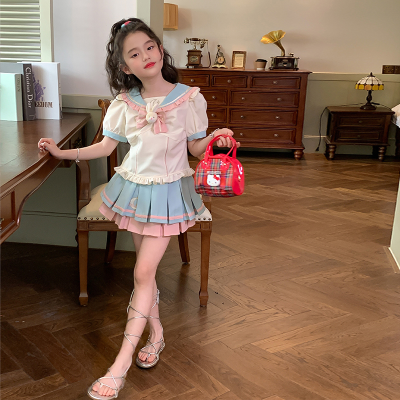 栀子成长记童装女童jk制服套装夏装新款儿童水手服学院风校服时髦