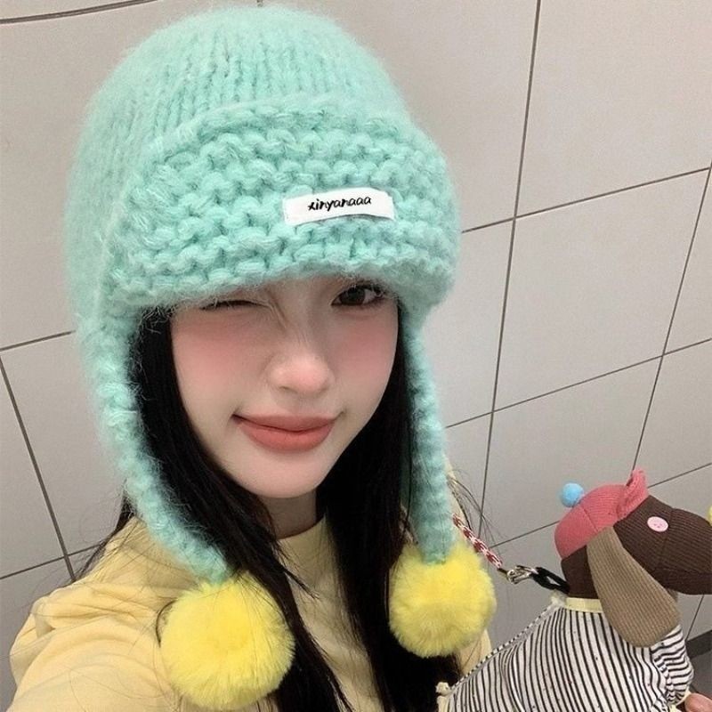 韩版多巴胺撞色针织毛线帽女秋冬加长毛球护耳保暖显脸小雷锋帽潮,服饰配件/皮带/帽子/围巾,帽子,淘宝优惠券,粉丝福利购,淘宝优惠卷