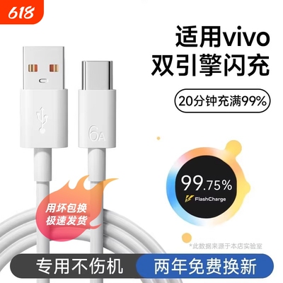 适用vivo超级闪充数据线双引擎快充线120w充电线原装typecx200手机正品充电器线6a安卓iQOO闪充16/18系列桃李