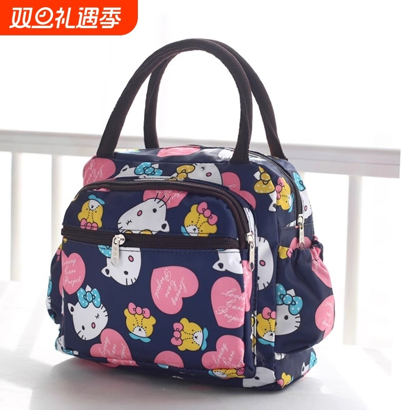 防水2025新款女帆布大容量多隔层手提袋妈咪上班收纳拎包便当包